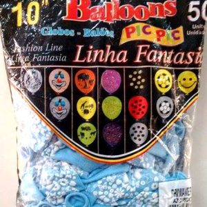 BALÃO 10'' DECORADO PRIMAVERA AZUL CLARO