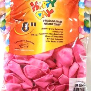 BALÃO 8'' ROSA HAPPY DAY