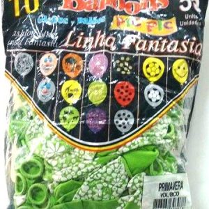 BALÃO 10'' DECORADO PRIMAVERA VERDE LIMAO