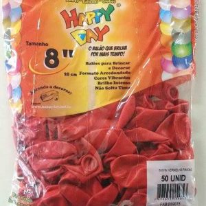 BALÃO 8" VERMELHO PAIXÃO HAPPY DAY
